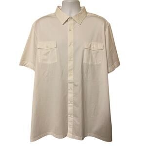New BUGATCHI Oooh Cotton Mens Size 3XL White Short Sleeve Button Up Shirt